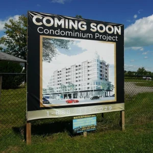a banner for a condo project that says coming soon