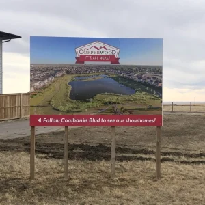 a sign for a new residental development