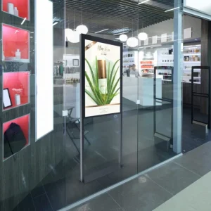 digital sign stand in a mall