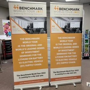 two pull up displays that are identical