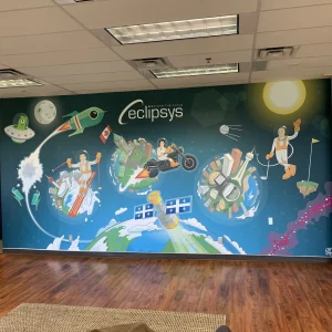 wall mural of an office interior wall