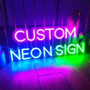 A led neon sign that says "Custom Neon Sign"