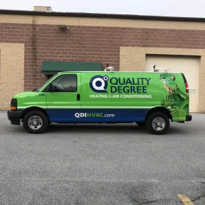 A work van with full custom graphics wrap.